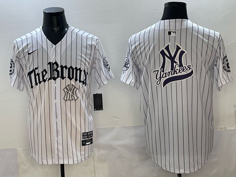 Men 2025 New York Yankees Blank White Stripe Five generations Joint Name Nike MLB Jersey style 020->new york yankees->MLB Jersey